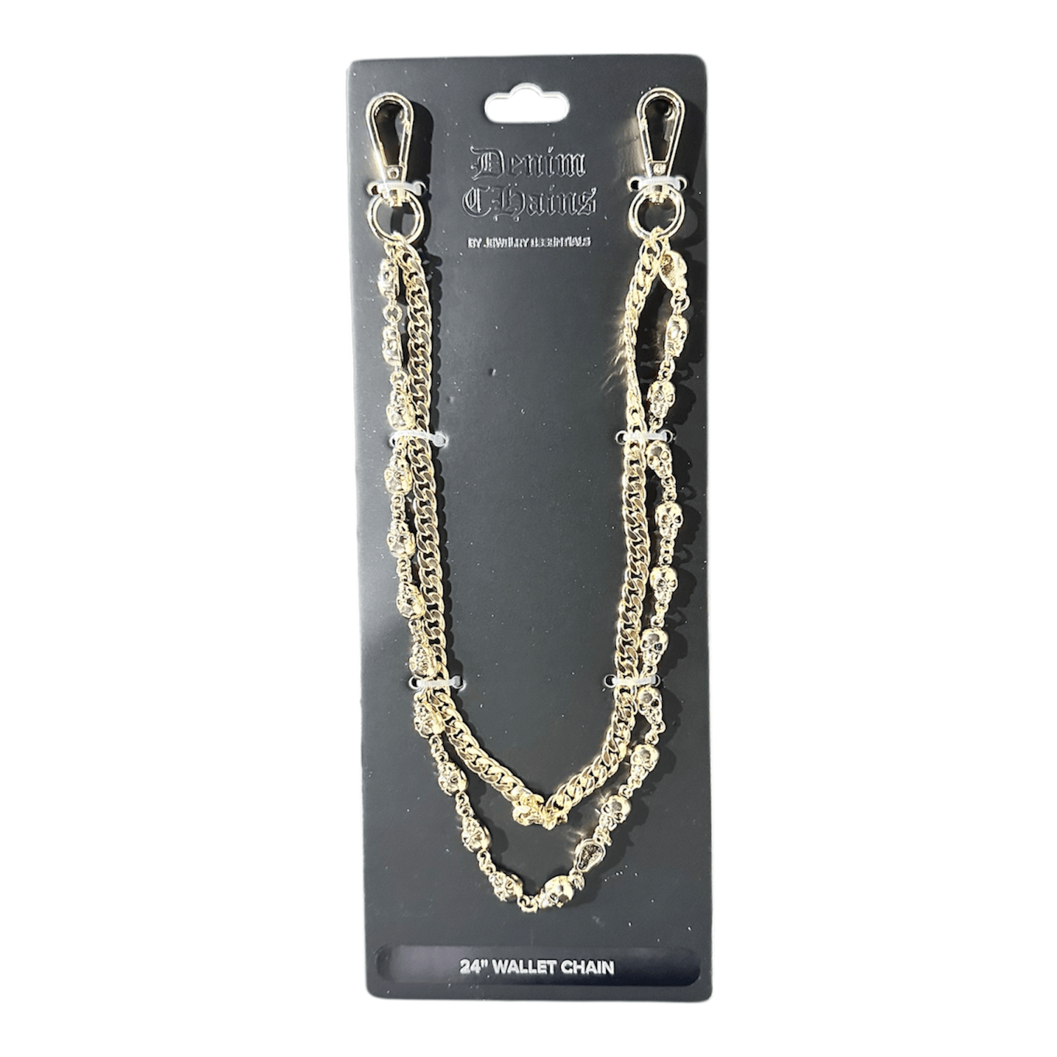 Jewelry Essentials Skull x Cuban Double Pant Chain (Gold) BKC-159G