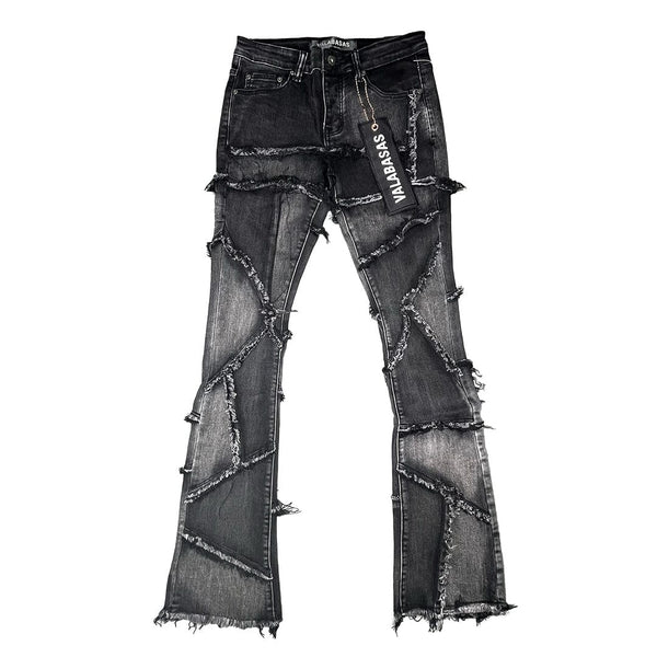 Valabasas Patchwork Stacked Denim (Faded Black) VLBS25101623