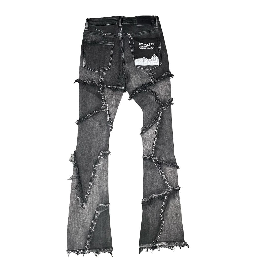 Valabasas Patchwork Stacked Denim (Faded Black) VLBS25101623