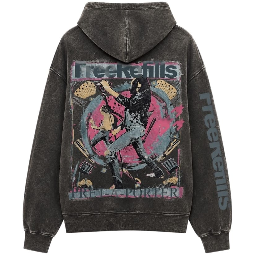 Free Refills Pret A Porter Hoodie & Flare Sweatpants Set (Black)