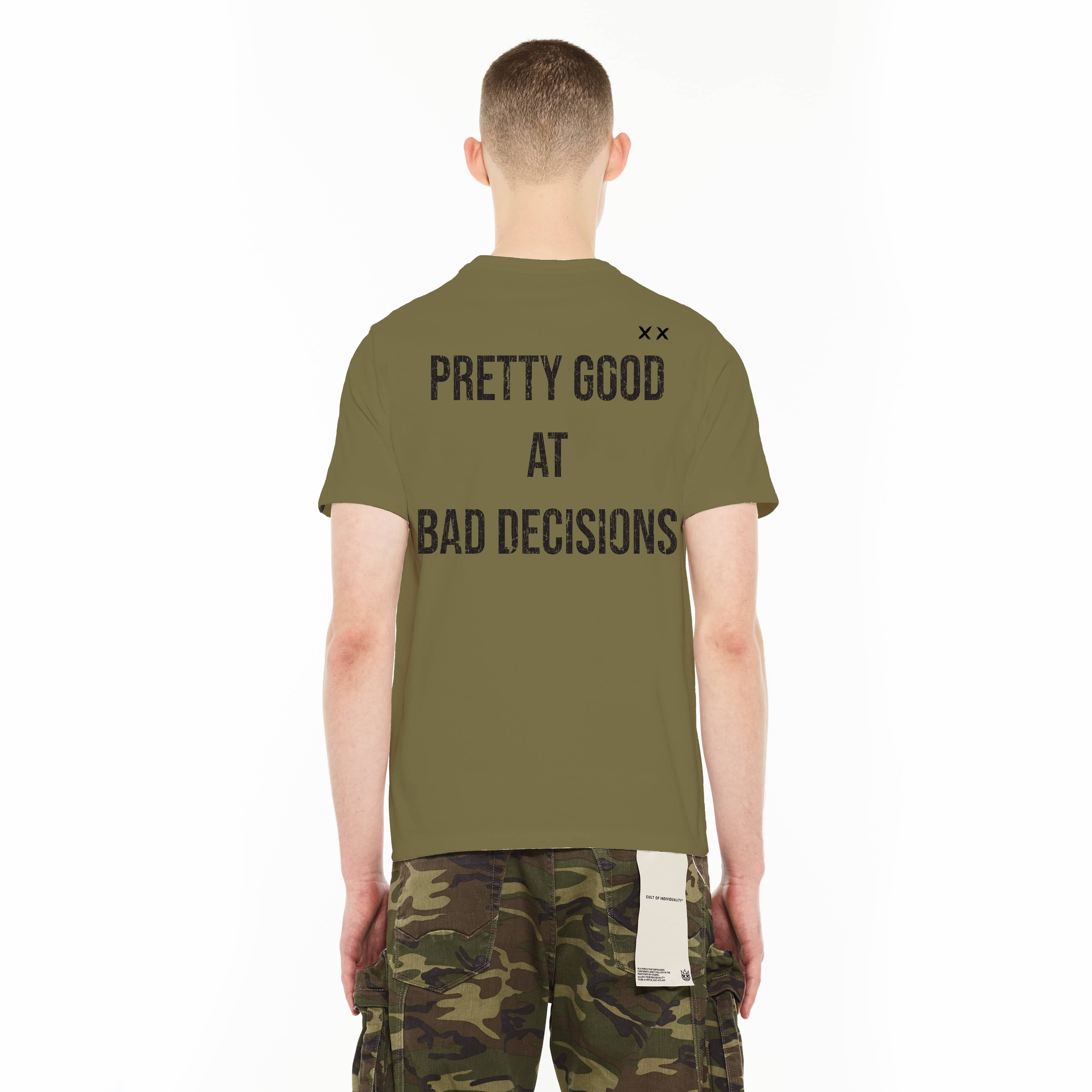 Cult's Crew Neck Tee - Turntables in Olive