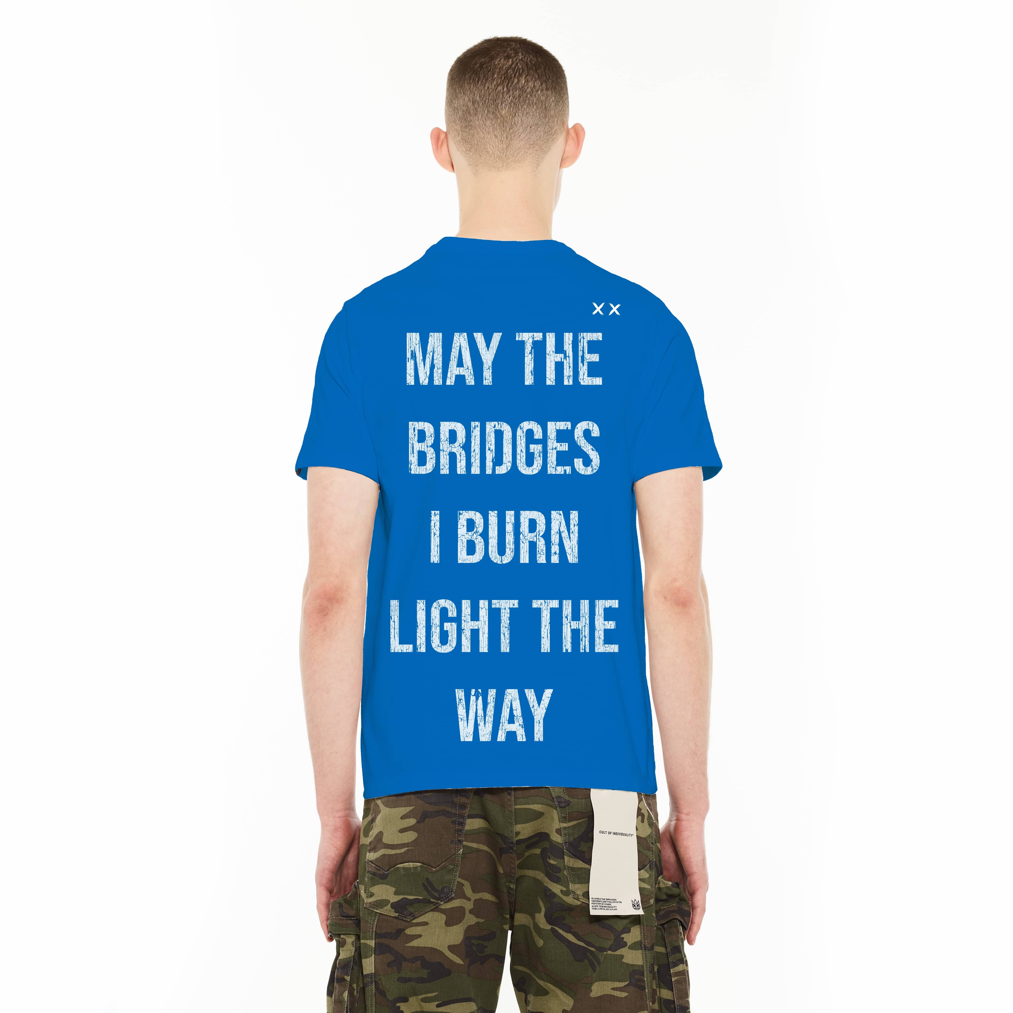 Cult's Crew Neck T - See, Speak, Hear No Evil in Lapis Blue