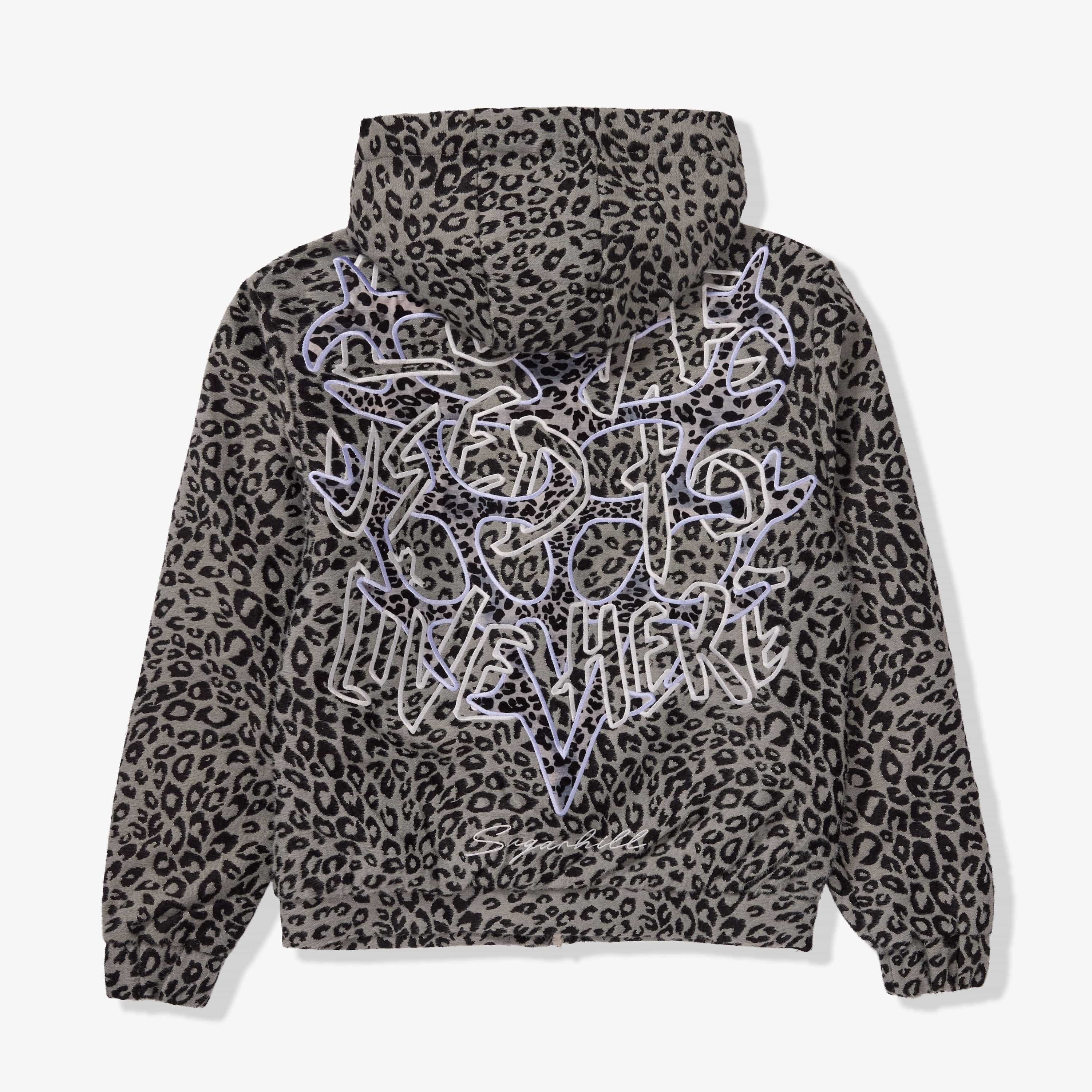 "Love Lost" Fur-Zip Hoodie (gray cheetah)