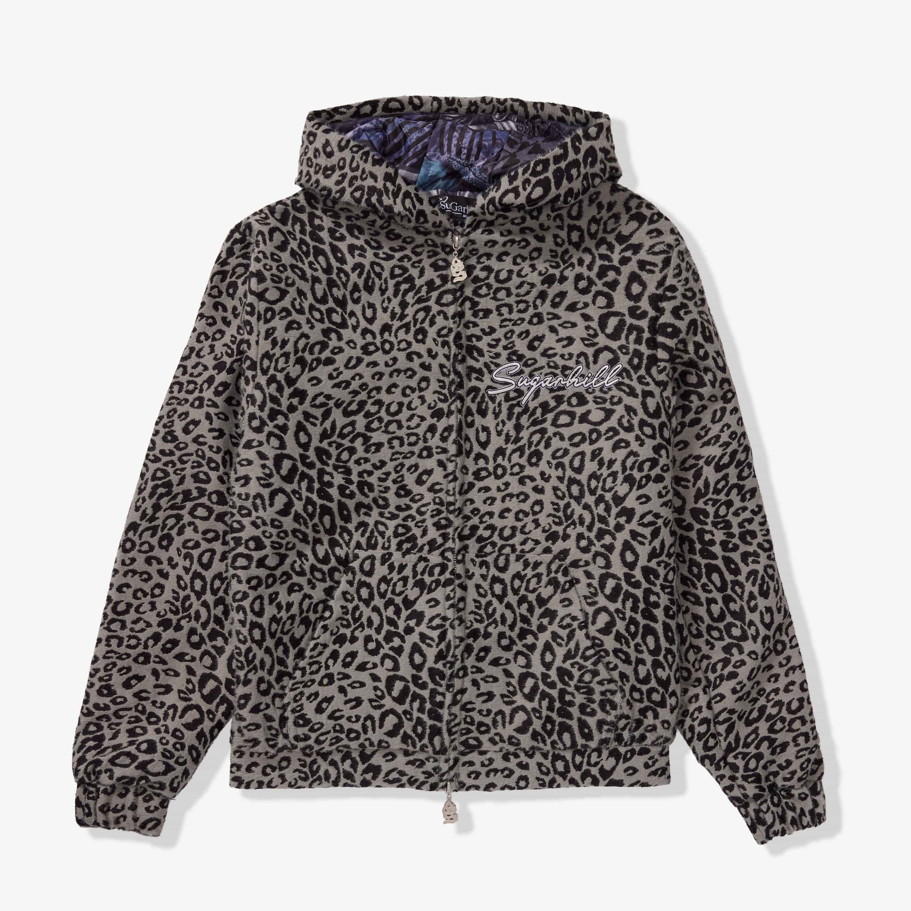 "Love Lost" Fur-Zip Hoodie (gray cheetah)