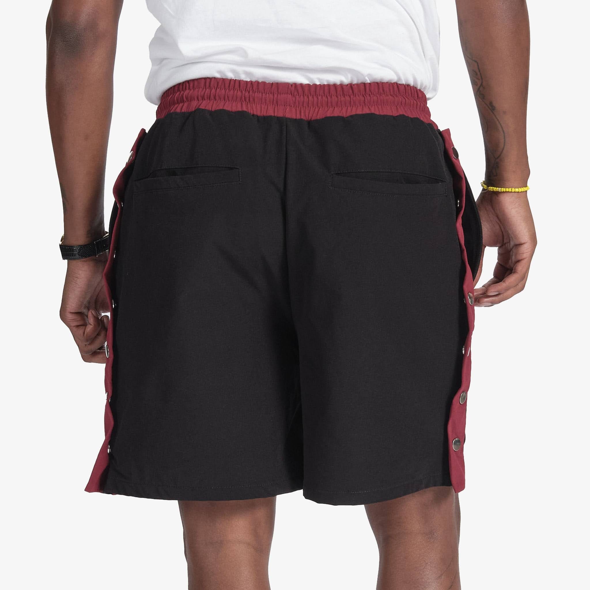"Magnolia" Snap Shorts (maroon/black)