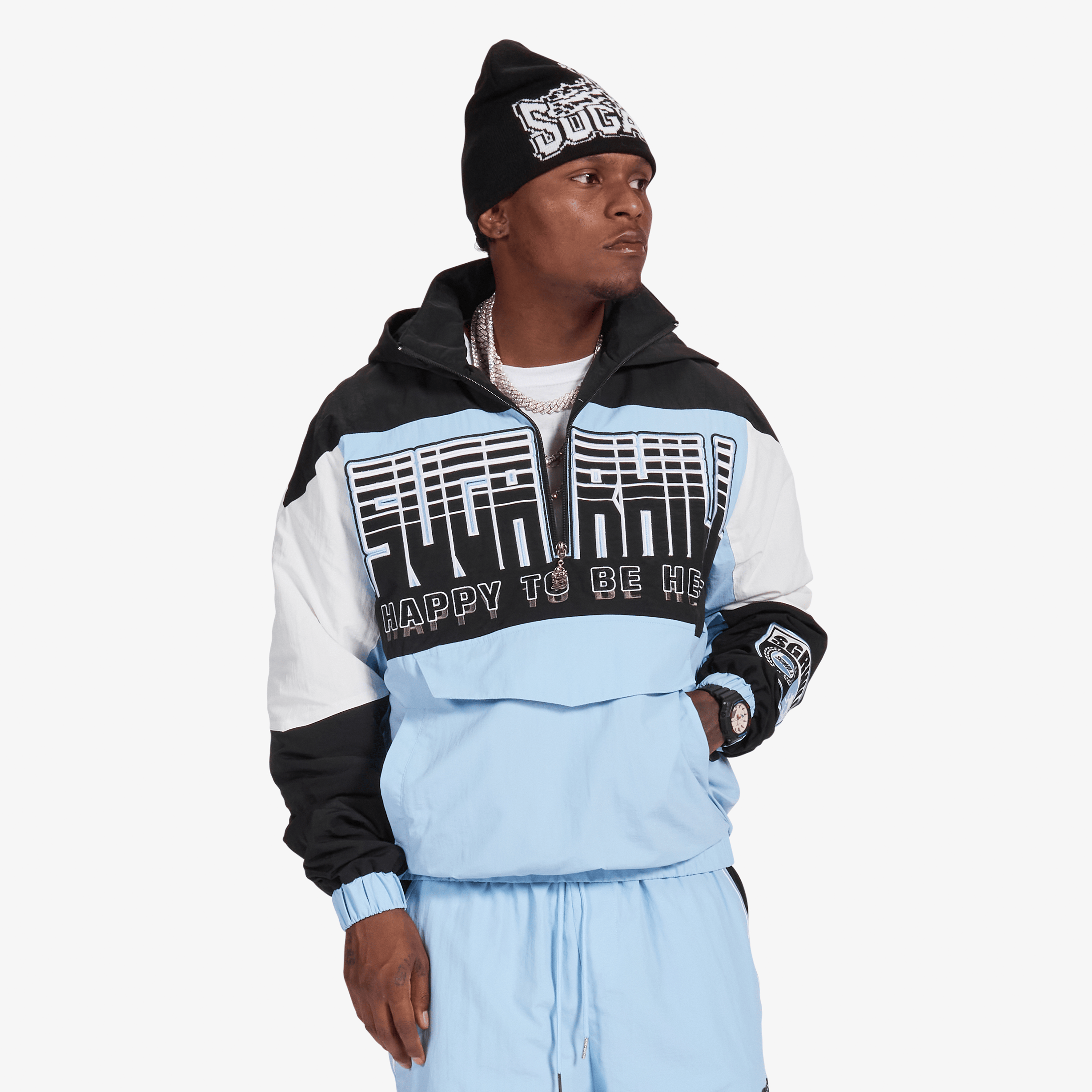 "Storm" Starter Jacket (baby blue/black)