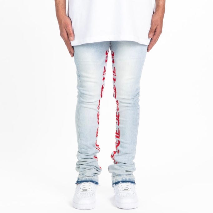 Pheelings Against All Odds Flare Stack Denim (Light Blue/Red)