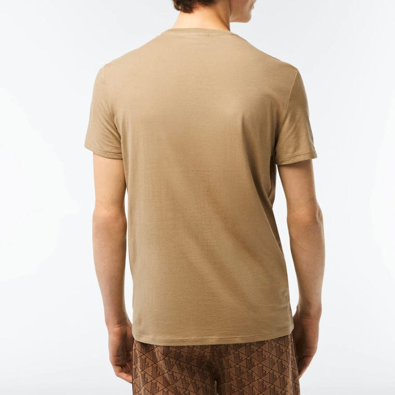 Lacoste Crew Neck Pima Cotton Jersey T Shirt (Beige) TH6709-51