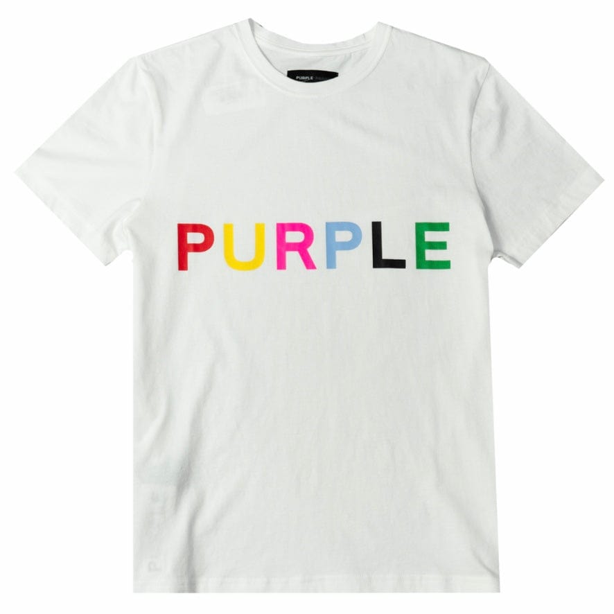 Purple Brand Colours Wordmark Brilliant White Clean Jersey SS Tee (White)