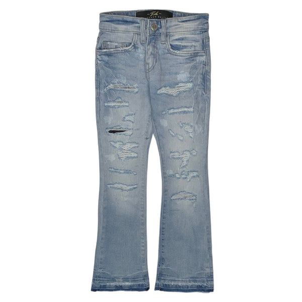 Kids Jordan Craig Stacked With Shreds Jeans (Ice Blue) JTF206K
