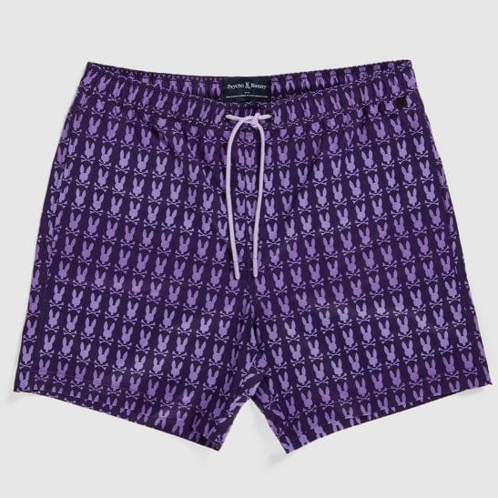 Psycho Bunny Barker All Over Print Swim Trunk (Purple) B6W151Y1PO