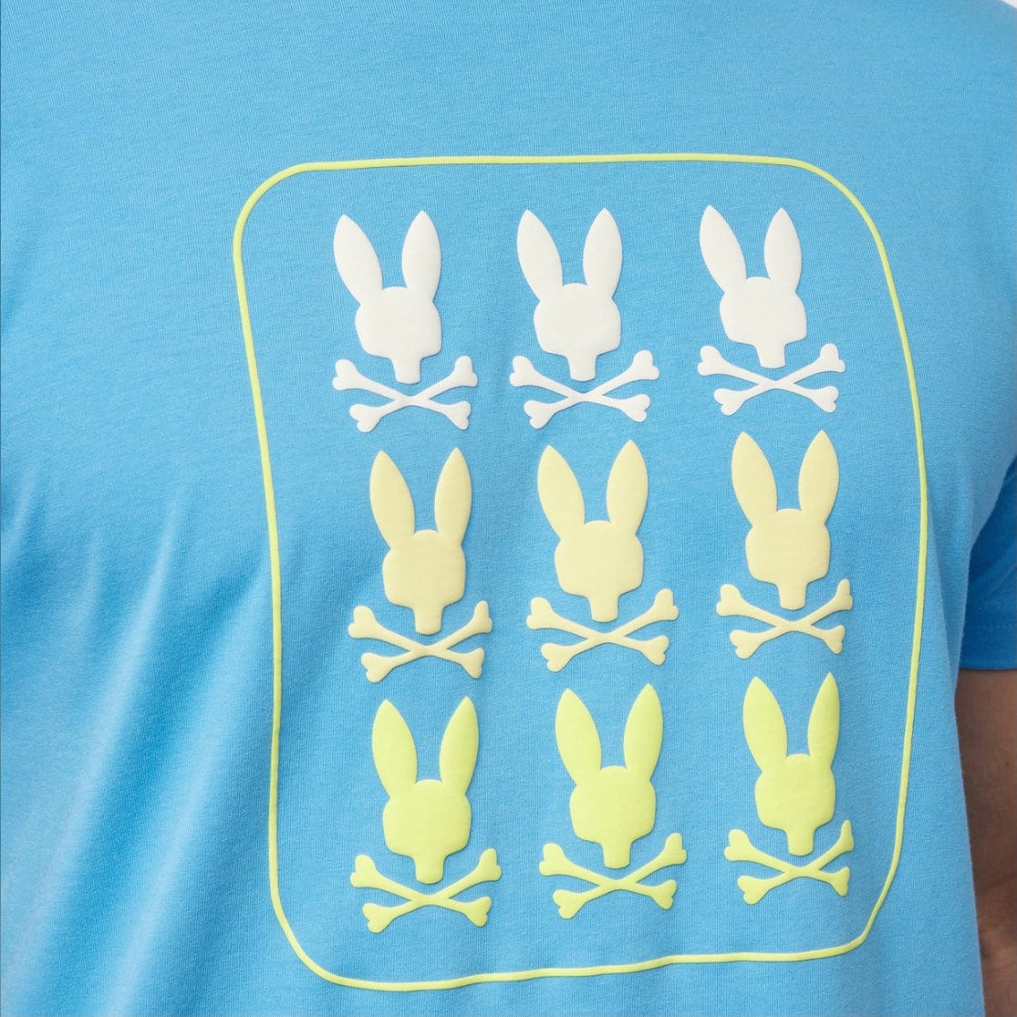 Psycho Bunny Barker Graphic Tee (Cool Blue) B6U141Y1PC