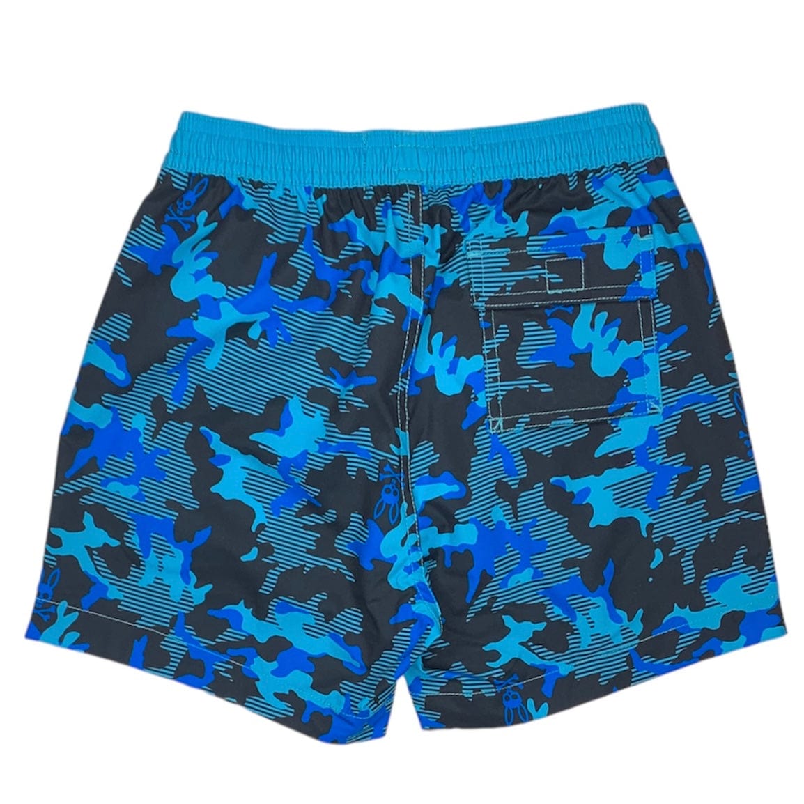 Kids Psycho Bunny Rye All Over Print Swim Trunk (Navy) B0W913Y1PO