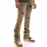 Kdnk Raw Denim Patched Flare Jeans (Ash Blue) KND4564