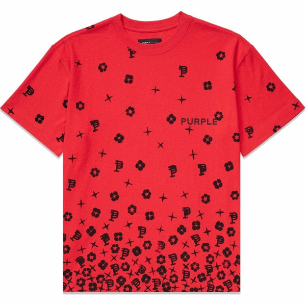 Purple Brand Scatter Monogram High Risk Red Textured Jersey SS Tee (Red)