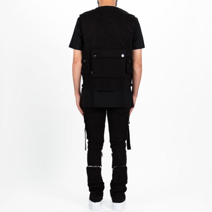 Pheelings Never Look Back Cargo Flare Stack Denim (Jet Black)