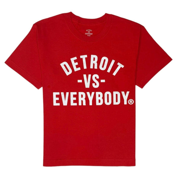 Kids Detroit Vs Everybody T-Shirt (Red/White) - KIDSDETR