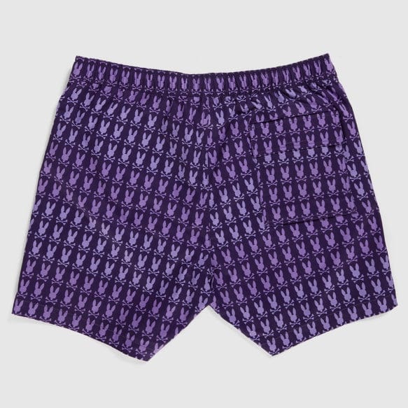 Psycho Bunny Barker All Over Print Swim Trunk (Purple) B6W151Y1PO