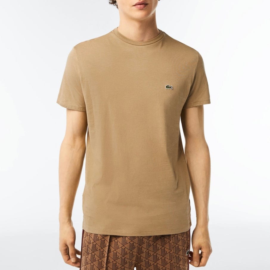 Lacoste Crew Neck Pima Cotton Jersey T Shirt (Beige) TH6709-51