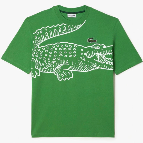 Lacoste Crew Neck Loose Fit Crocodile Print T Shirt (Green) TH5511-51