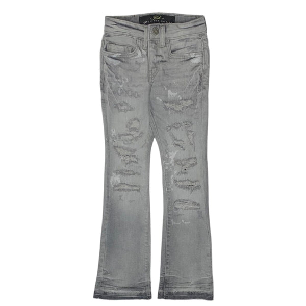 Kids Jordan Craig Stacked With Shreds Jeans (Arctic Grey) JTF206K