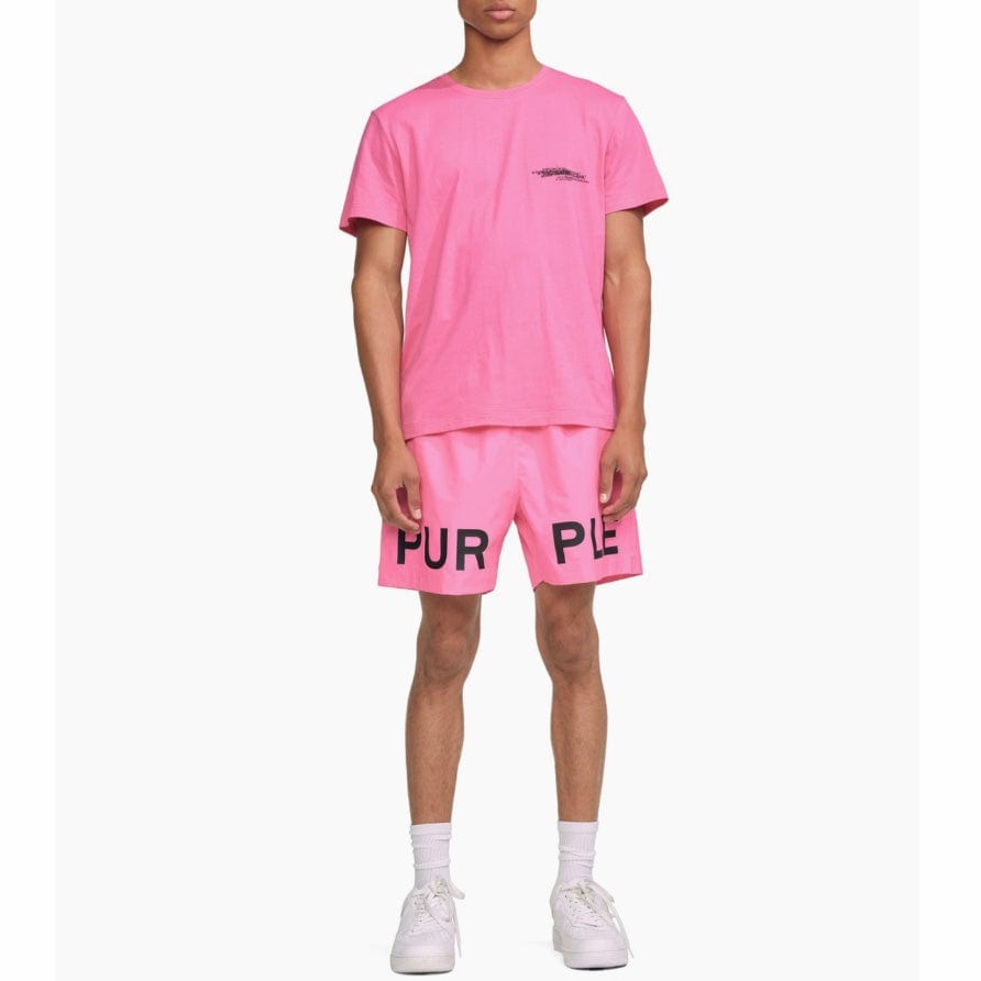 Purple Brand Circle Wordmark Neon Pink Clean Jersey SS Tee (Pink)