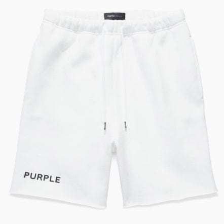 Purple Brand Wordmark Brilliant White Heavyweight Fleece Short (White)