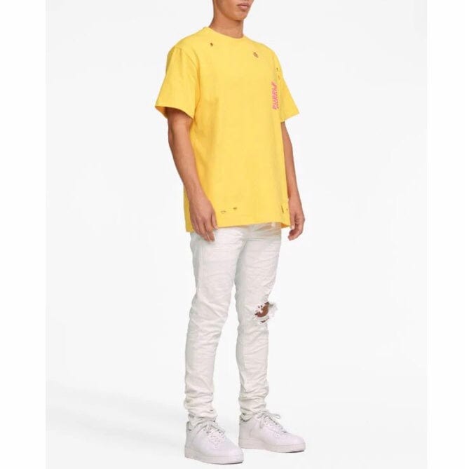 Purple Brand Distressed Dandelion Stacked Heavy Jersey SS Tee (Yellow)