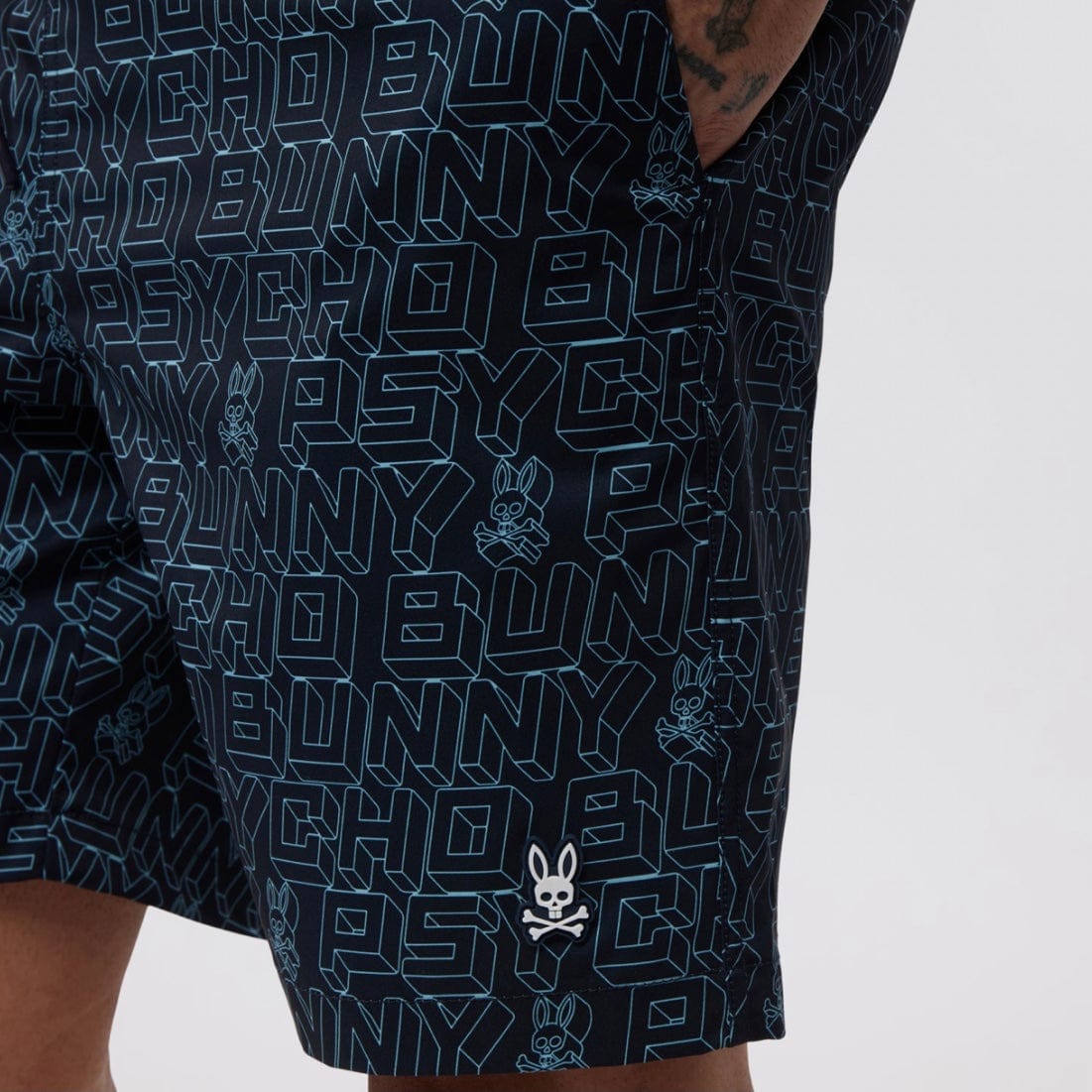 Psycho Bunny Dayton Long All Over Print Swim Trunk (Navy) B6W206Y1PO