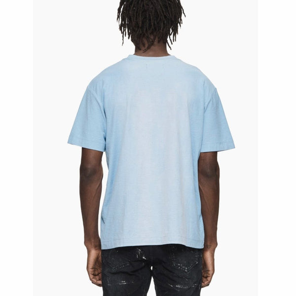Purple Brand Cut Off Bleached Placid Blue Textured Jersey SS Tee (Placid Blue)