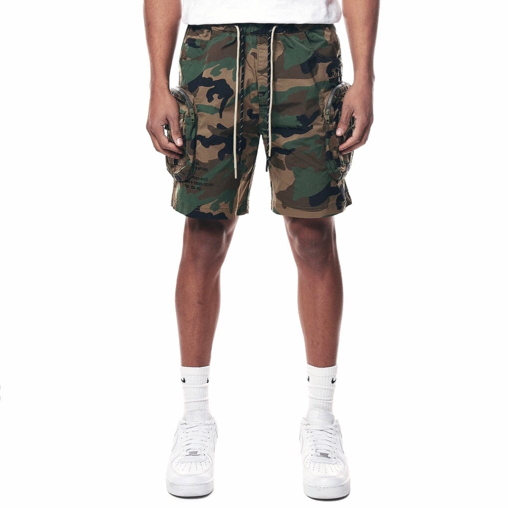 Smoke Rise Printed Nylon Utility Short (Wood Camo) WS23182 – City Man USA