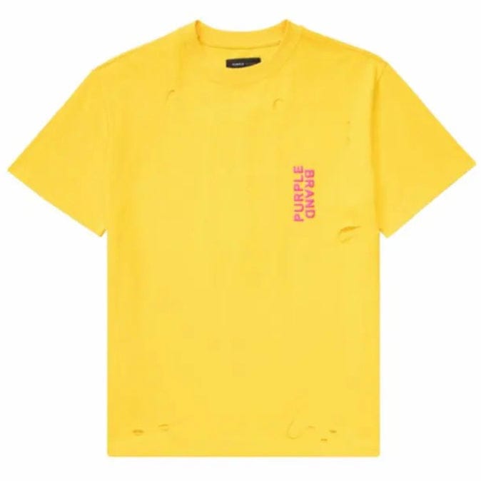 Purple Brand Distressed Dandelion Stacked Heavy Jersey SS Tee (Yellow)