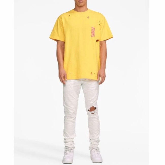 Purple Brand Distressed Dandelion Stacked Heavy Jersey SS Tee (Yellow)