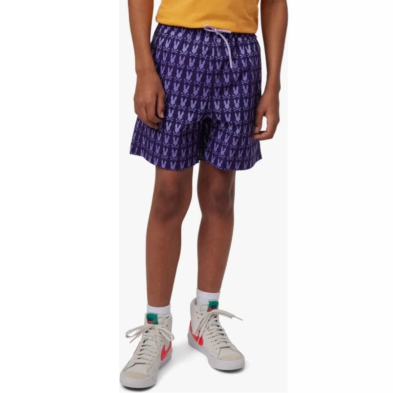 Kids Psycho Bunny Barker All Over Print Swim Trunk (Purple) B0W151Y1PO