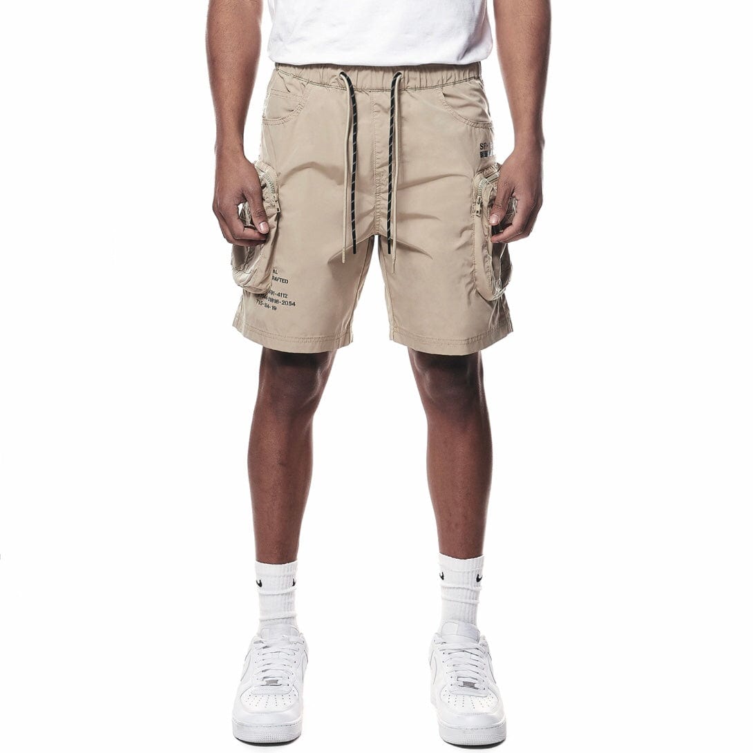 Smoke Rise Printed Nylon Utility Short (Khaki) WS23182