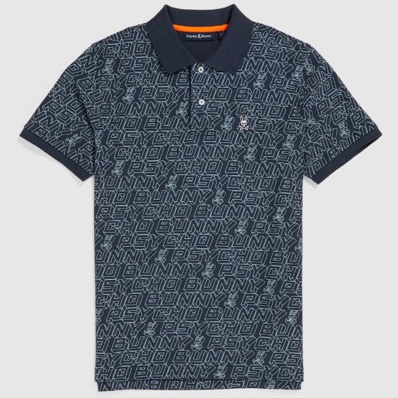 Psycho Bunny Dayton Fashion Jacquard Polo (Navy) B6K219Y1PC