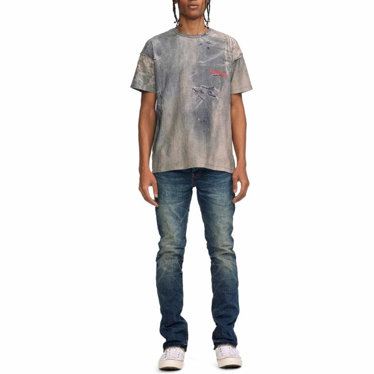 Purple Brand Dark Worn Denim Inside Out Textured Jersey Tee (Dark Indigo)