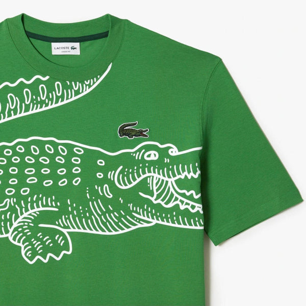 Lacoste Crew Neck Loose Fit Crocodile Print T Shirt (Green) TH5511-51