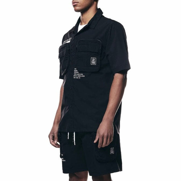 Smoke Rise Printed Nylon Utility Shirt (Black) WH23182