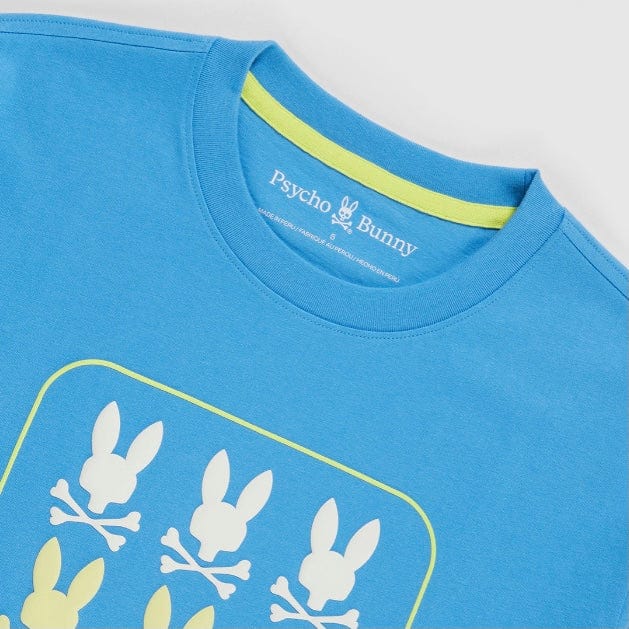 Psycho Bunny Barker Graphic Tee (Cool Blue) B6U141Y1PC