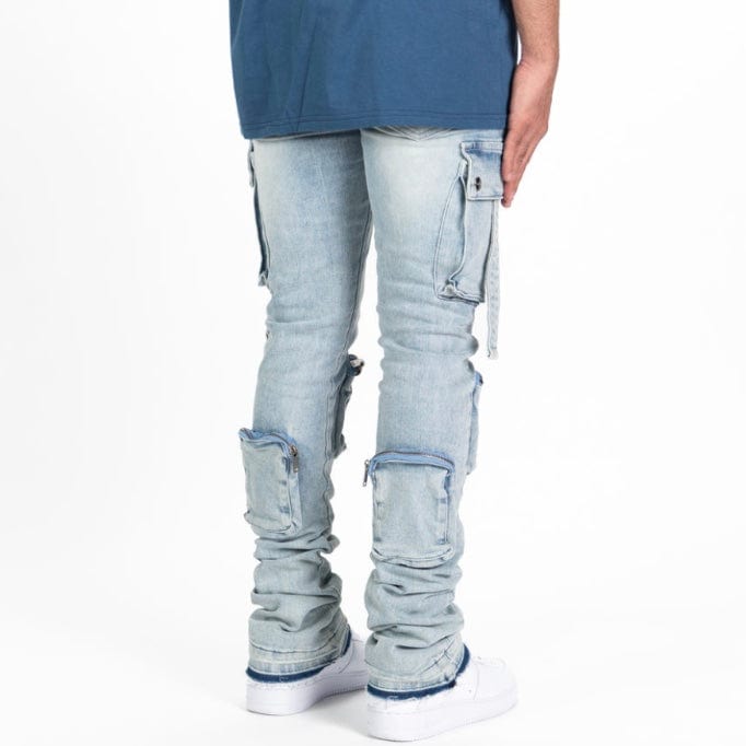 Pheelings Never Look Back Cargo Flare Stack Denim (Light Blue)