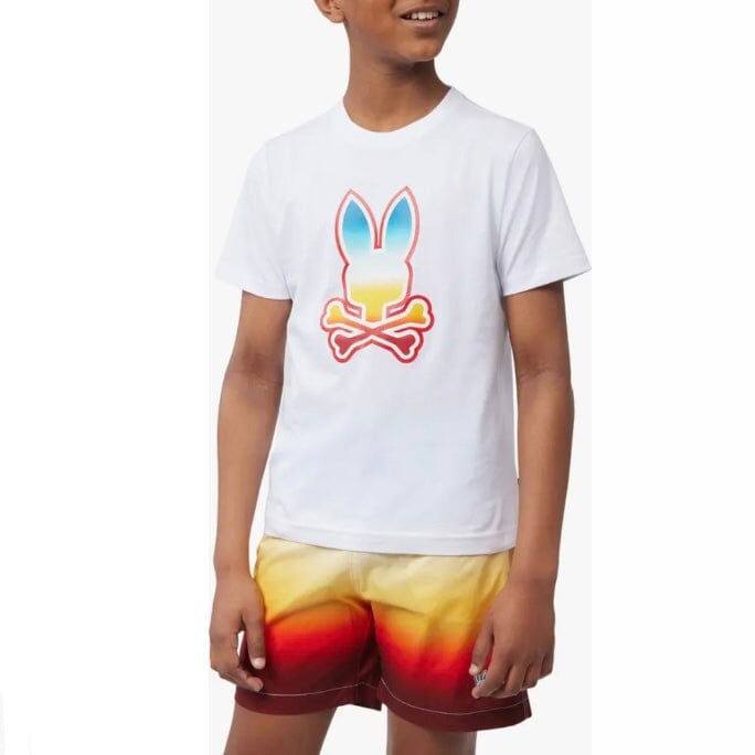 Kids Psycho Bunny Guy Graphic Tee (White) B0U107Y1PC