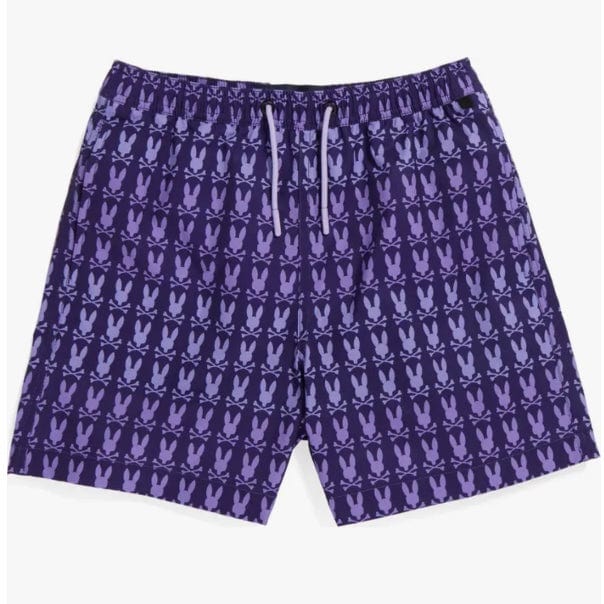 Kids Psycho Bunny Barker All Over Print Swim Trunk (Purple) B0W151Y1PO