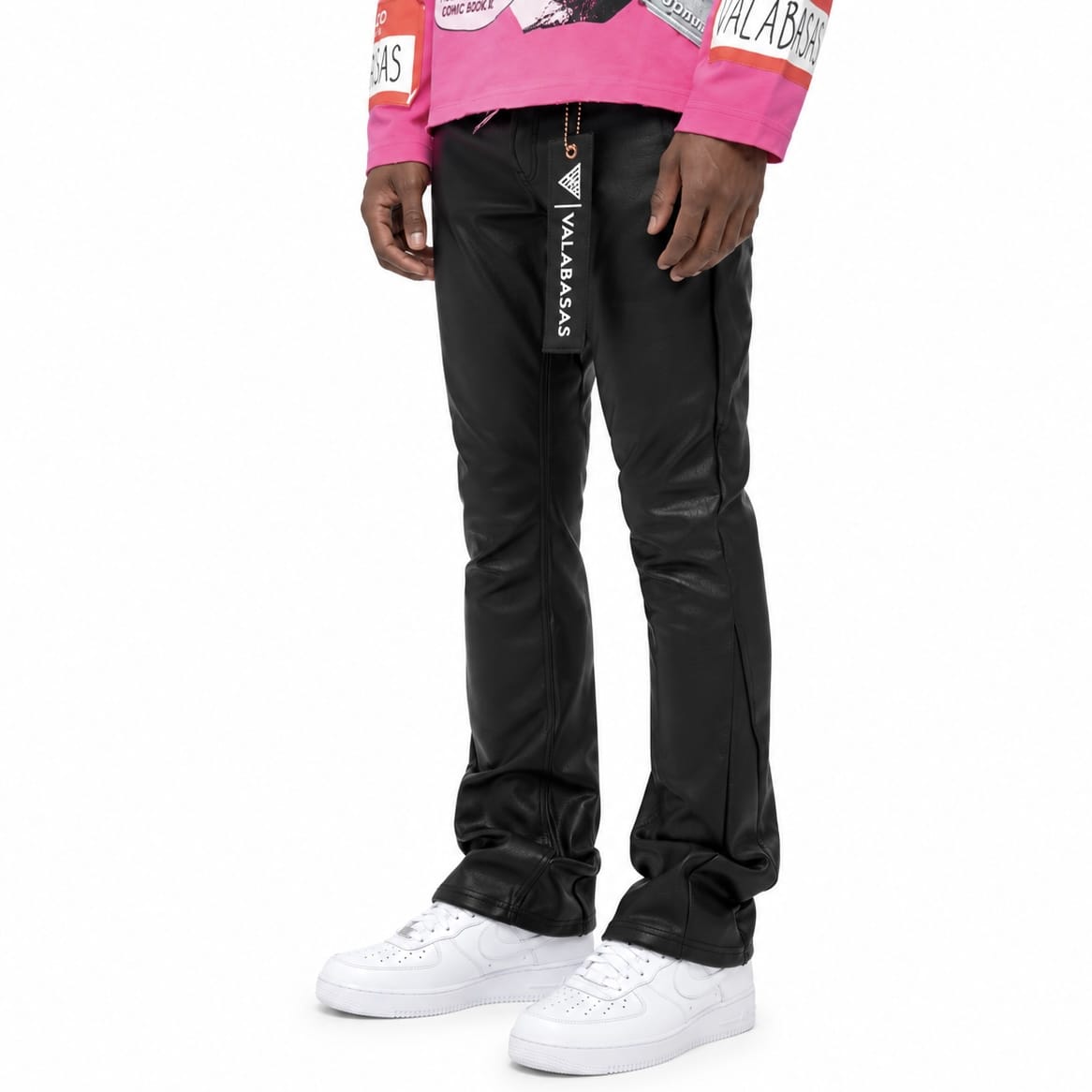 Valabasas Mr. Stacked Denim Jean (Black Leather) VLBS-VJ3-1005