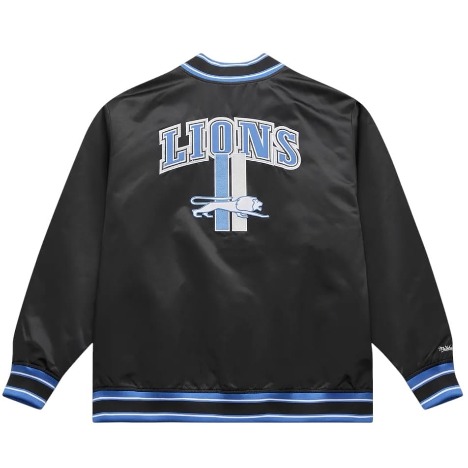 Mitchell & Ness NFL D. Lions Too Maxxed Rally Satin Full-Snap Jacket (Black)