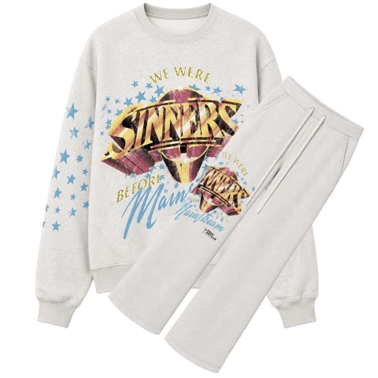 Free Refills Sinners Crewneck & Flare Sweatpants Set (Heather)