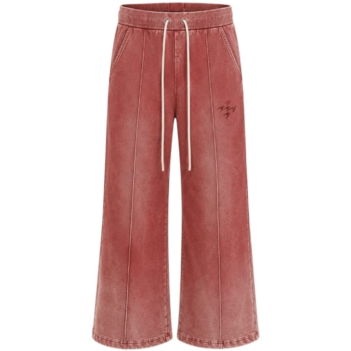 Free Refills Sunday Service Zip Up Hoodie & Flare Sweatpants Set (Red)