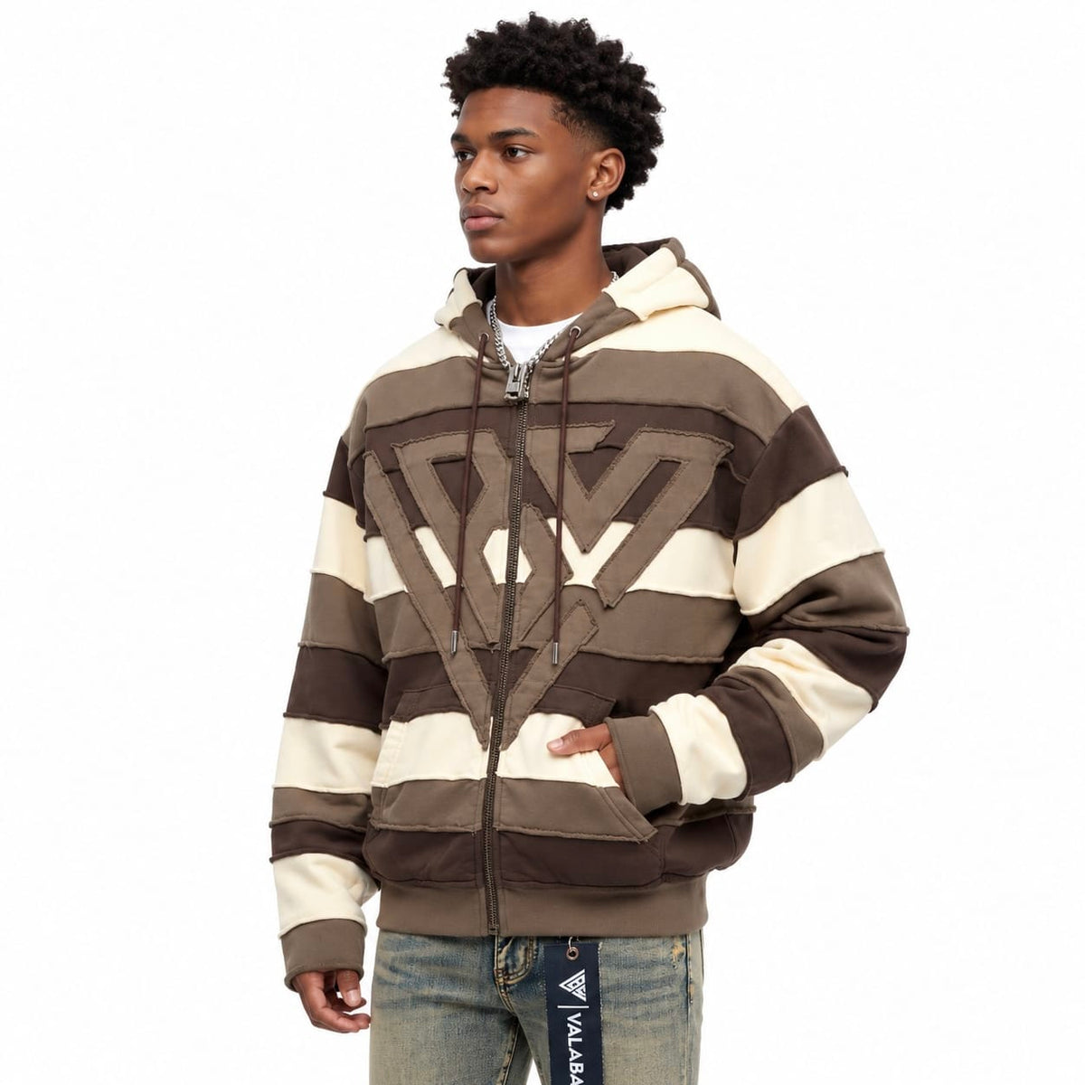 Valabasas Reimagined Zip Up Hooded Jacket (Brown) VLBS-VJK-26001