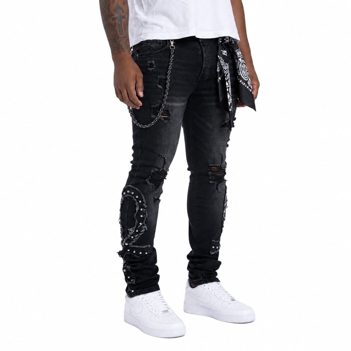Midnight Black Ankh Denim (Black Bandana) MB-017