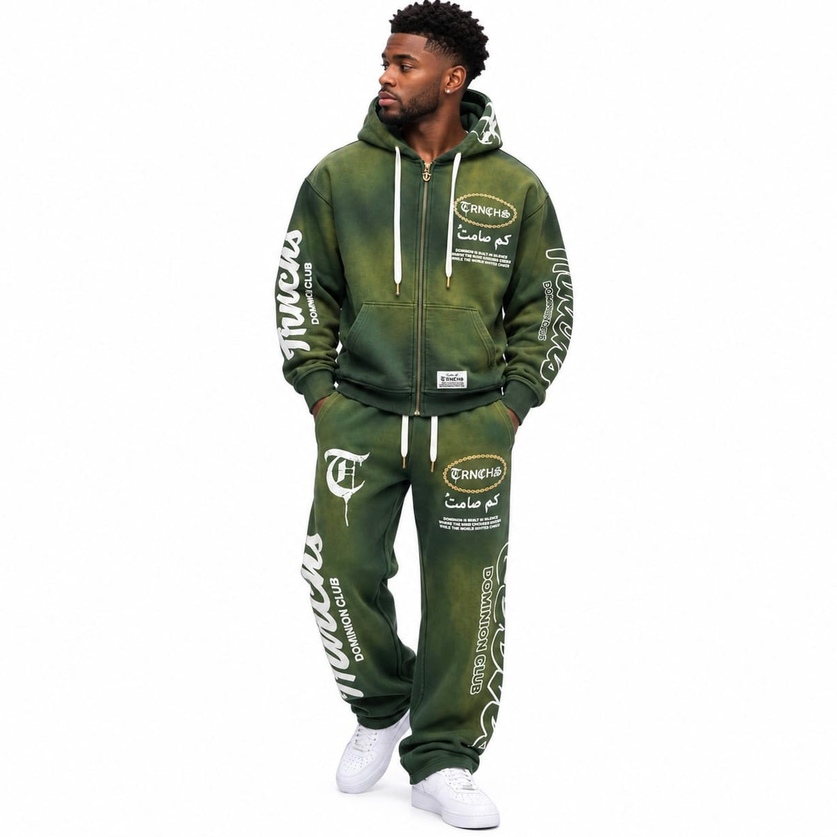 Trnchs Dominion Zip Up Hoodie & Pants Set (Green)
